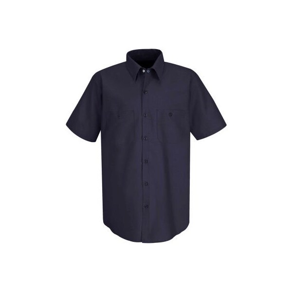 Red Kap Men's Wrinkle-Resistant Cotton Work Shirt Short Sleeve XL Dark Navy SC40-